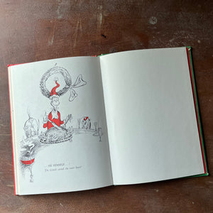 vintage children's picture book, vintage children's Christmas story - How the Grinch Stole Christmas written & illustrated by Dr. Seuss 1957 Edition - view of the illustrations and text