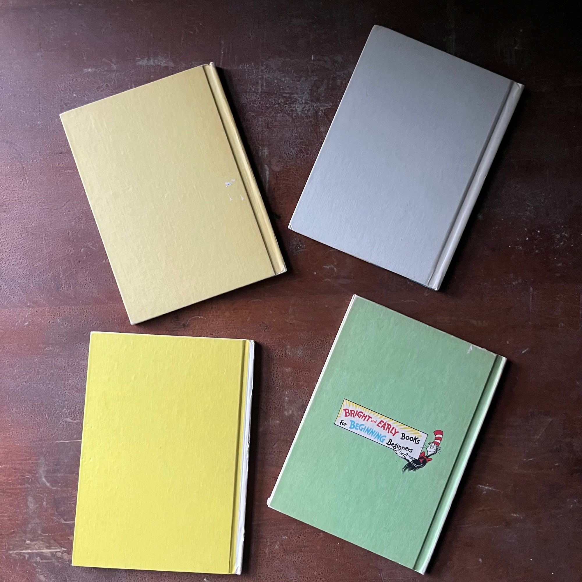 vintage picture books - I Can Read it All By Myself Beginner Book 4 Book Set:  A Fish Out of Water, I Was Kissed by a Seal at the Zoo, King Midas and the Golden Touch, and The Foot Book written by Dr. Suess, Helen Palmer, & Al Perkins - view of the back covers