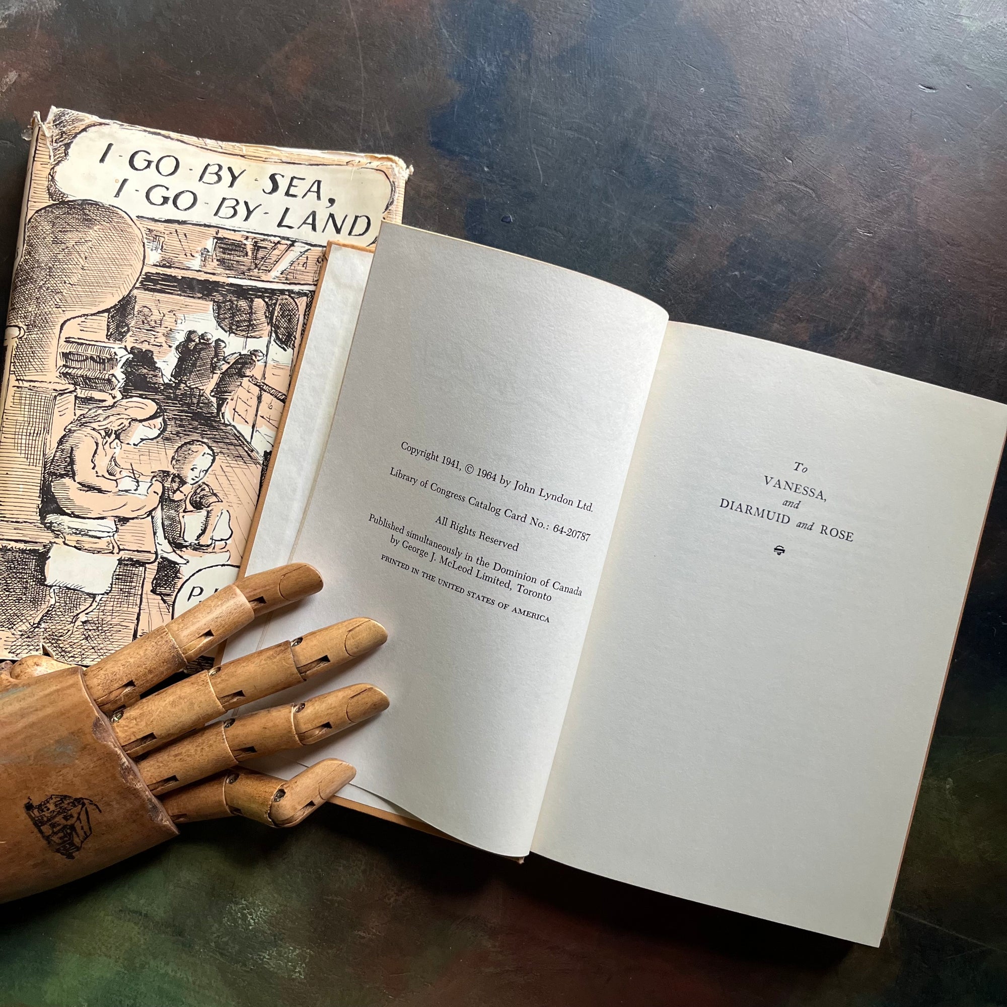 I Go by Sea, I Go By Land written by P. L. Travers (Mary Poppin's Author) with illustrations by Gertrude Hermes-vintage children's chapter book-1960's hardcover edition with dust jacket-view of the copyright and dedication pages