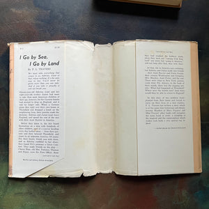 I Go by Sea, I Go By Land written by P. L. Travers (Mary Poppin's Author) with illustrations by Gertrude Hermes-vintage children's chapter book-1960's hardcover edition with dust jacket-view of the inside flaps of the dust jacket - note one corner has been clipped, however the original price is still listed at the top of the same flap