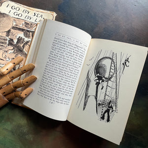 I Go by Sea, I Go By Land written by P. L. Travers (Mary Poppin's Author) with illustrations by Gertrude Hermes-vintage children's chapter book-1960's hardcover edition with dust jacket-view of a black and white illustration from within the book