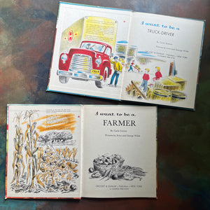 I Want to Be a Famer-I Want to Be a Truck-Driver written by Carla Greene-vintage children's picture books-view of the title pages