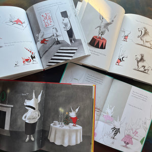 Ian Falconer Book Set-Olivia-Olivia Saves the Circus-Olivia Helps with Christmas-Olivia and the Fairy Princess-Caldecott Honor Book-view of the sample of illustrations within each book