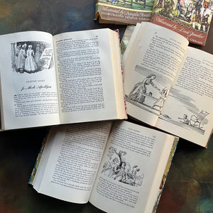 Illustrated Junior Library Editions Book Set-Little Women-Little Men-Jo's Boys- written by Louisa May Alcott-classic children's literature-view of the black and white illustrations