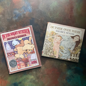 In the Night Kitchen 25th Anniversary Edition-Outside Over There-Written and illustrated by Maurice Sendak-vintage children's picture books-view of the dust jacket's front covers