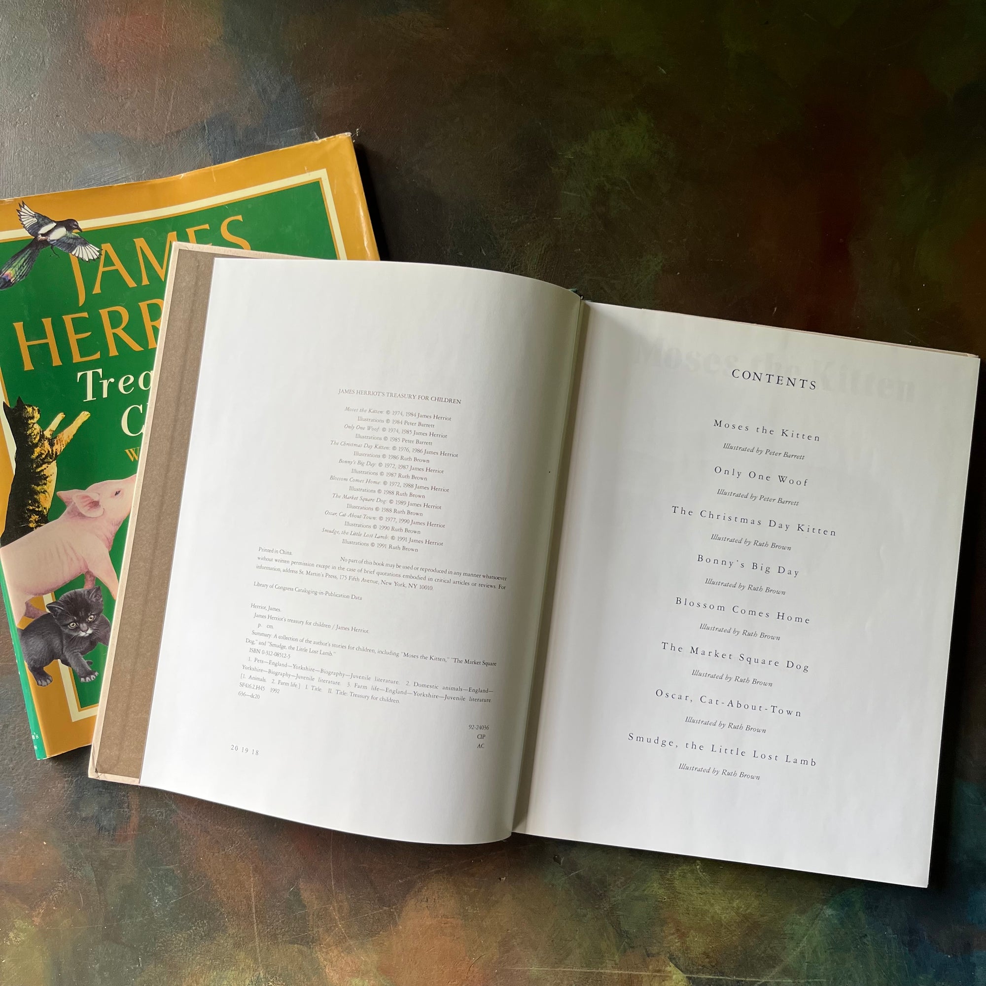James Herriot's Treasury For Children-vintage short stories for children-vintage animal stories for kids-view of the copyright & contents pages