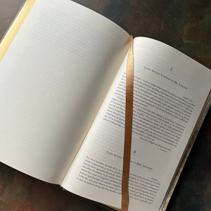 Jane Austen Seven Novels -Barnes and Noble Collectible Editions-Leatherbound Gift Book-Classic English Literature-view of the dark gold satin ribbon marker