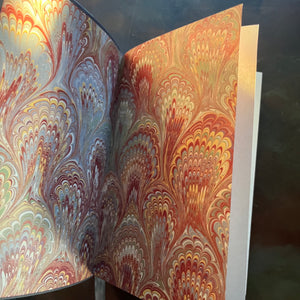 Jane Eyre Written by Charlotte Bront-2016 Barnes & Noble Leatherbound Edition-classic English literature-view of the inside cover in late day sunlight
