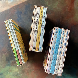 Janette Oke Book Set-Canadian West Series-Prairie Romance Series-Classic Collection-vintage Christian Fiction-spines-view of the spines of the books inside their book sleeve