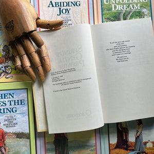 Janette Oke's Keepsake Series-complete book set-Seasons of the Heart-Canadian West-Love Comes Softly-Guideposts-vintage Christian fiction-view of the copyright pages