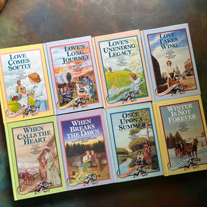 Janette Oke's Keepsake Series-complete book set-Seasons of the Heart-Canadian West-Love Comes Softly-Guideposts-vintage Christian fiction-view of the covers on the other side