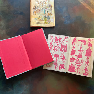 Junior Deluxe Editions Christmas Book Set-Stories from Dickens and Christmas Stories-Charles Dickens-vintage children's chapter books-short stories of Christmas-view of the inside covers in hot pink