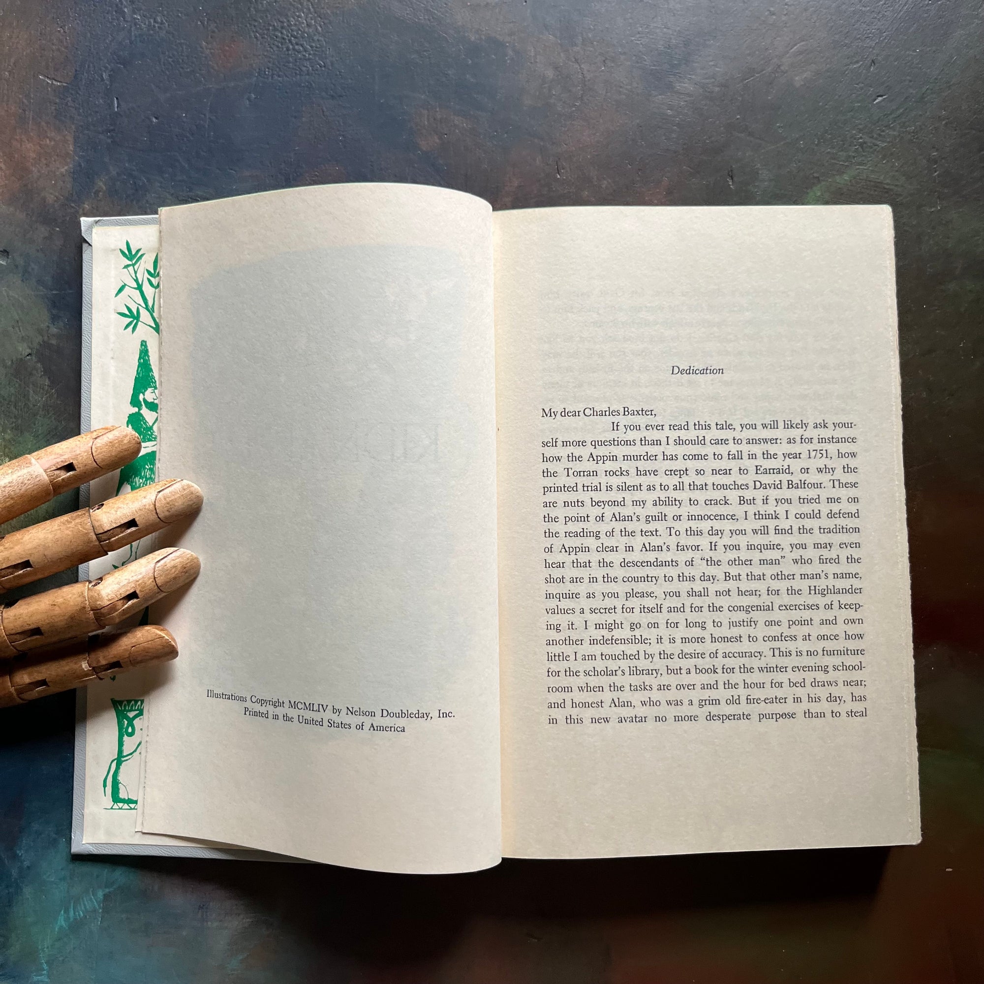 Kidnapped written by Robert Louis Stevenson with illustrations by Tom O'Sullivan-junior deluxe editions book-vintage children's book-view of the copyright & dedication pages