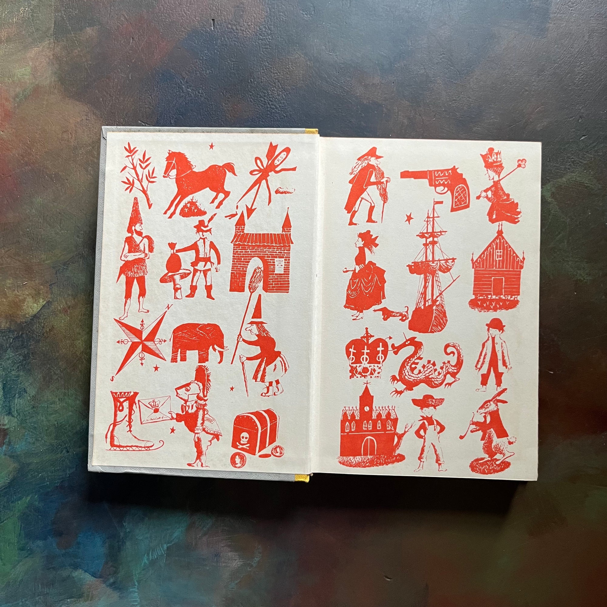 Kim written by Rudyard Kipling with illustrations by Richard M. Powers-1958 Junior Deluxe Editions Book-vintage children's chapter book-view of the inside cover