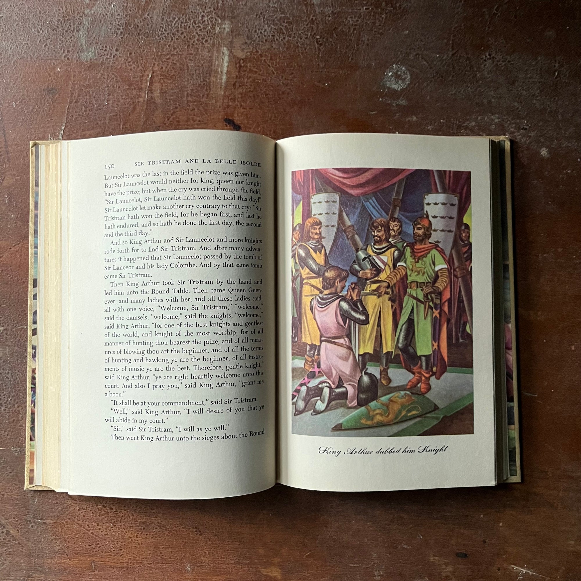 vintage children's chapter book, Illustrated Junior Library Edition, classic literature - King Arthur and His Knights by Sir Thomas Malory's Le Mort d'Arthur Edited by Sidney Lanier with illustrations by Florian - view of the full-color, full-page illustrations
