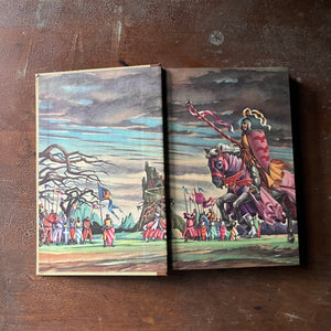 vintage children's chapter book, Illustrated Junior Library Edition, classic literature - King Arthur and His Knights by Sir Thomas Malory's Le Mort d'Arthur Edited by Sidney Lanier with illustrations by Florian - view of the inside cover