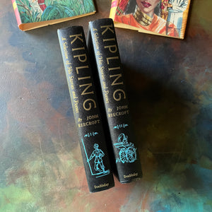 Kipling A Selection of His Stories and Poems-Volumes I and II-selected by John Beecroft-vintage Rudyard Kipling poetry-short stories-view of the spines