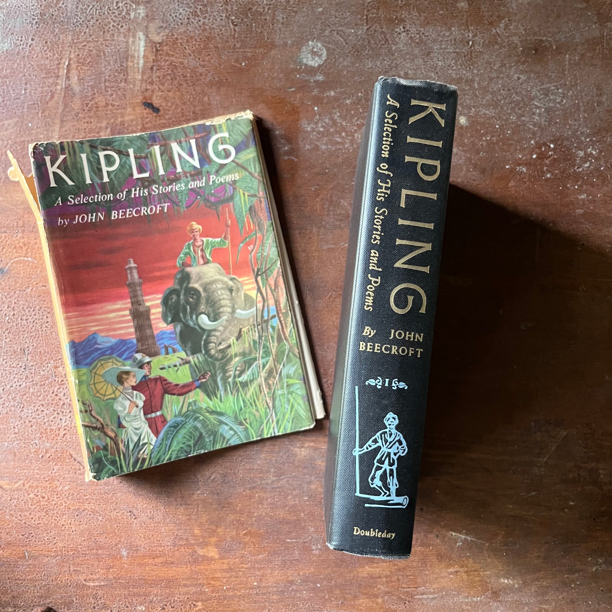 vintage short stories, vintage children's books - Kipling A Selection of His Stories and Poems by John Beecroft - view of the spine