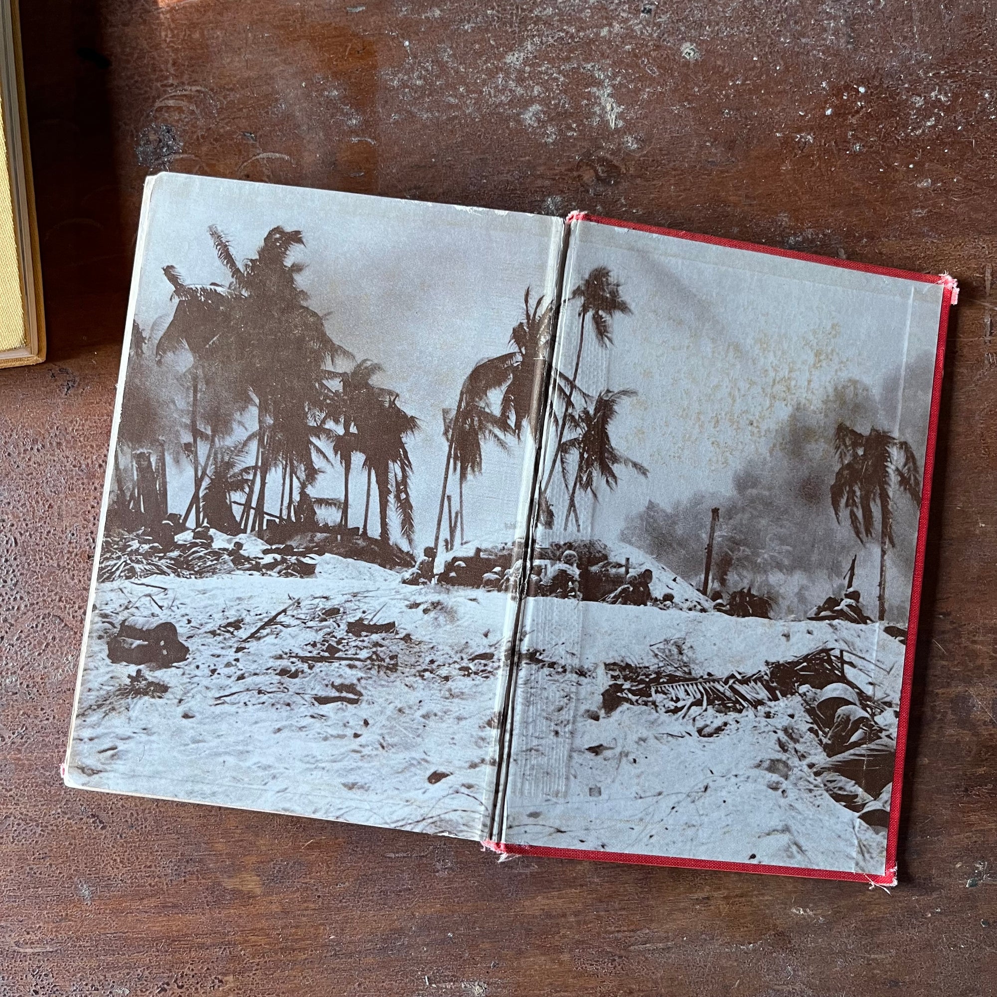vintage children's history, chapter books - Pair of Landmark Series Books: The Story of the U. S. Coast Guard & From Pearl Harbor to Okinawa - view of the back, inside cover of From Pearl Harbor to Okinawa