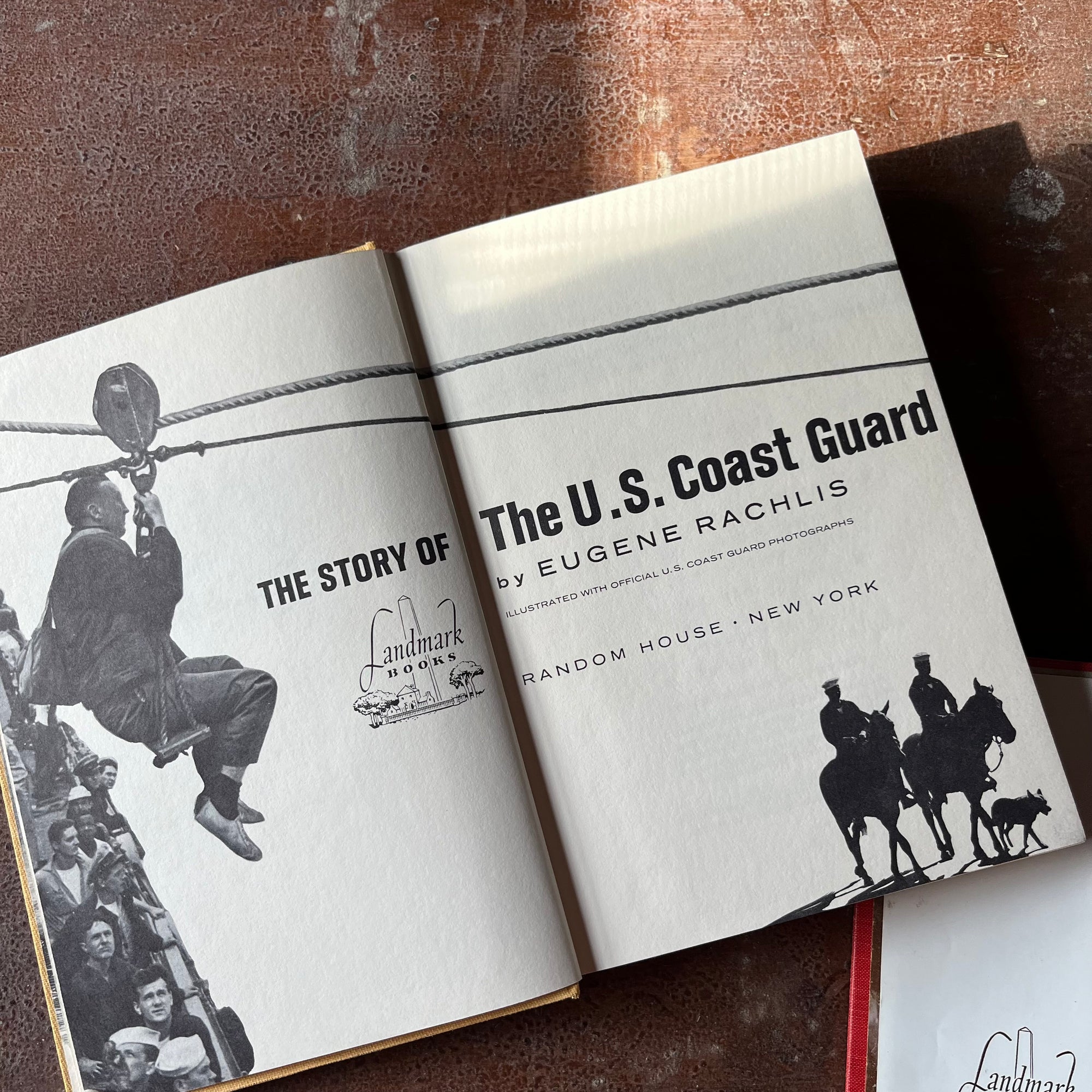vintage children's history, chapter books - Pair of Landmark Series Books: The Story of the U. S. Coast Guard & From Pearl Harbor to Okinawa - view of the title page of The Story of the U.S. Coast Guard