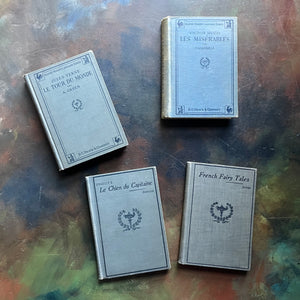 Les Misérables-French Fairy Tales-Le Chien du Capitaine-Le Tour du Monde-French Literature-Heath's Modern Language Series Book Set-view of the front covers