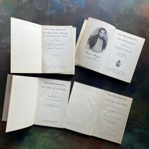Les Misérables-French Fairy Tales-Le Chien du Capitaine-Le Tour du Monde-French Literature-Heath's Modern Language Series Book Set-view of the title pages