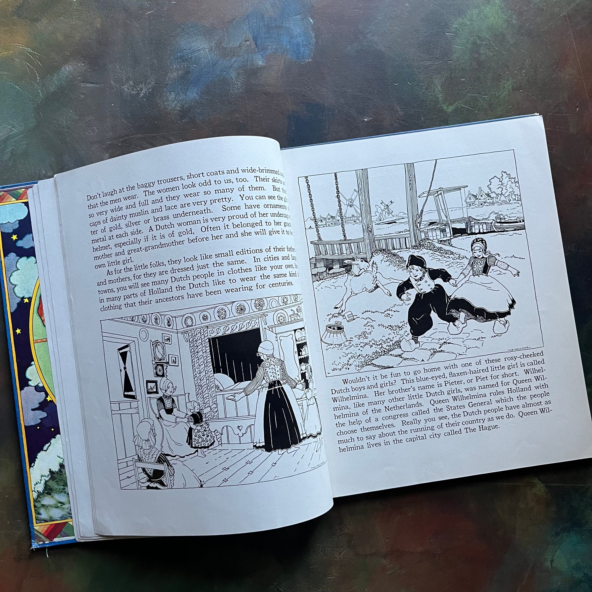 Little Folks of Other Lands written by Watty Piper-with illustrations by Lucille and Holling C. Holling-vintage world geography study-vintage children's book-view of the black and white illustrations