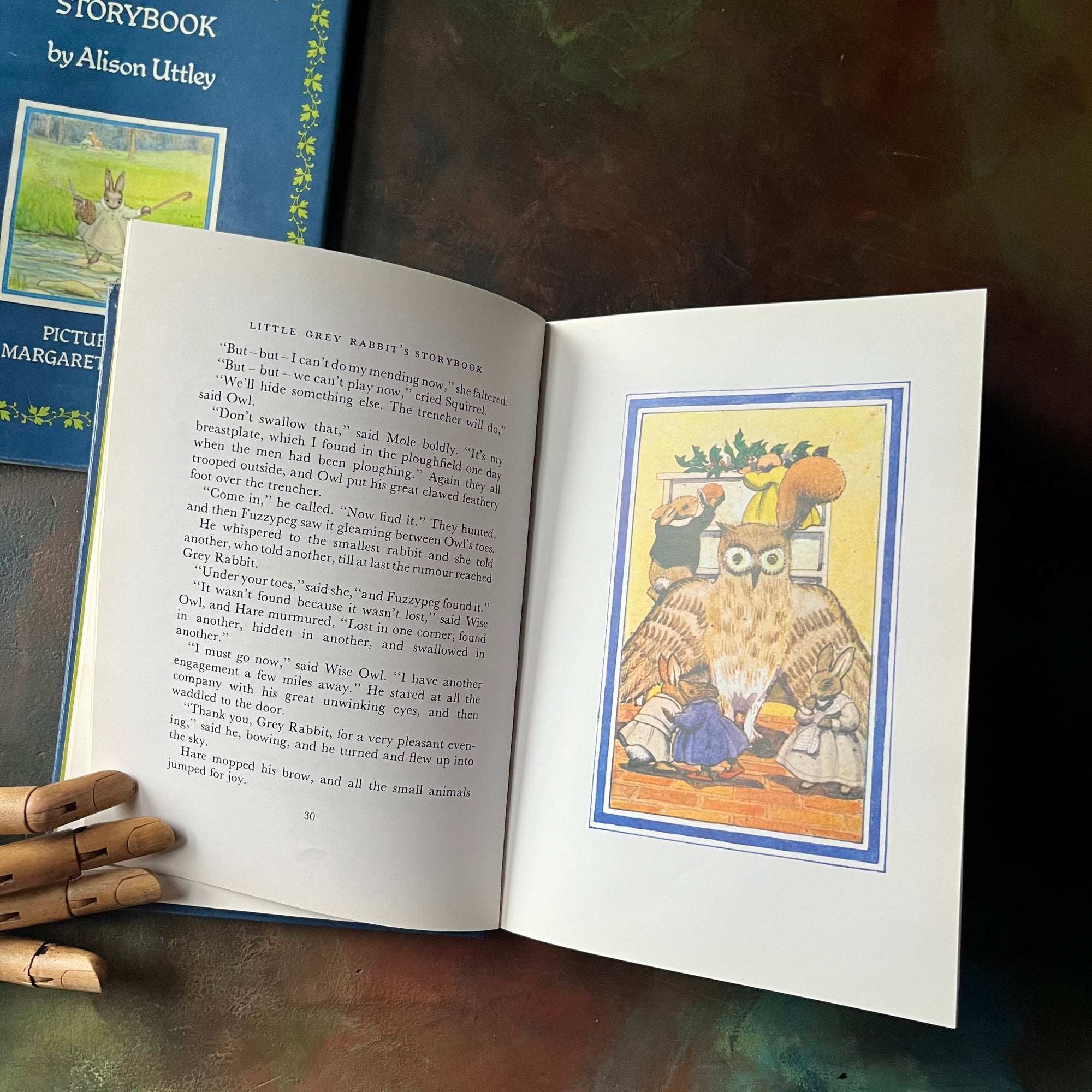Little Grey Rabbit's Storybook written by Alison Uttley with illustrations by Margaret Tempest-vintage children's animal storybook-view of the color illustrations