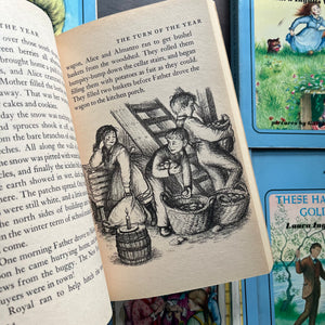Little House on the Prairie Blue Cover Collection written by Laura Ingalls Wilder with illustrations by Garth Williams - 1970's paperbacks-view of the illustrations