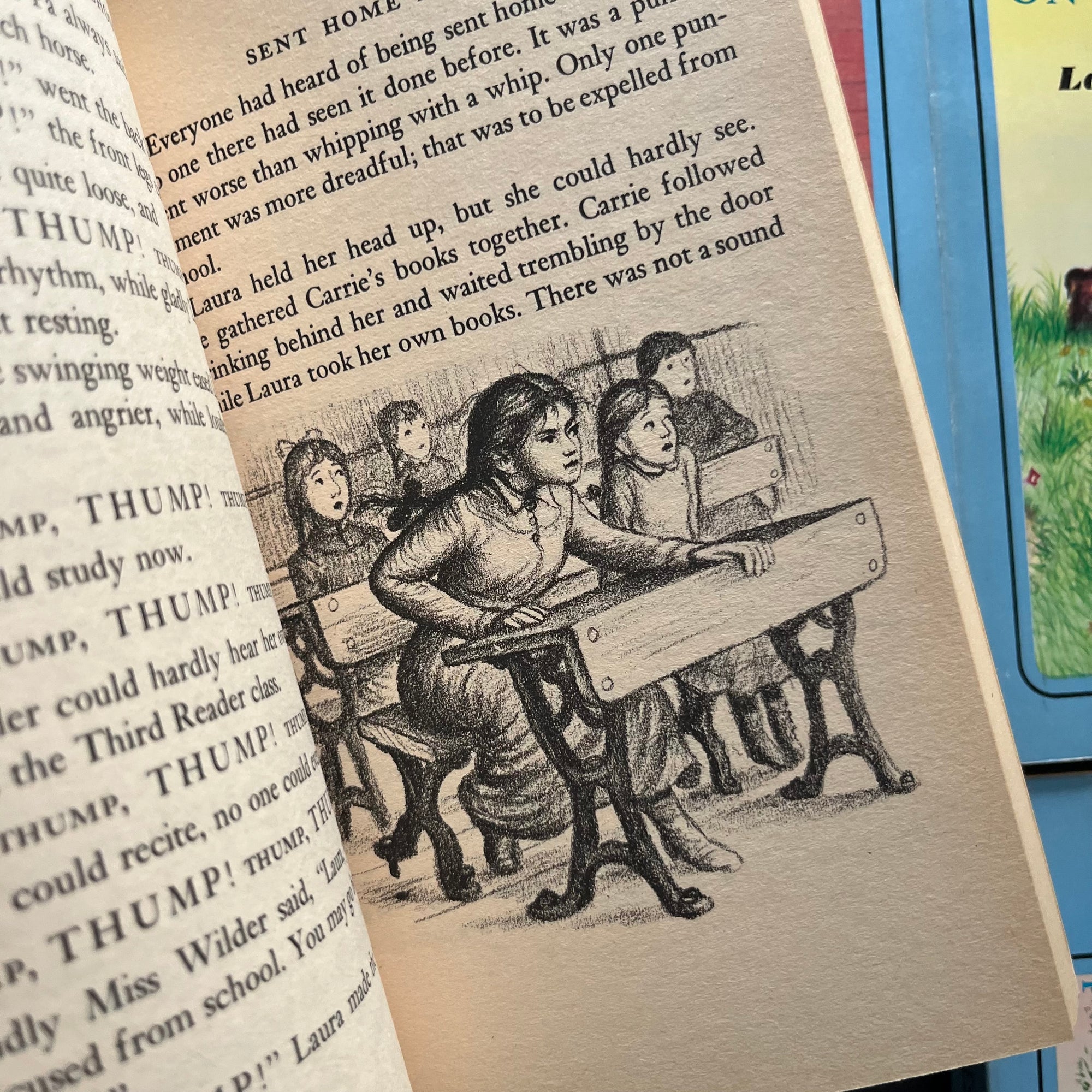 Little House on the Prairie Blue Cover Collection written by Laura Ingalls Wilder with illustrations by Garth Williams - 1970's paperbacks-view of the illustrations