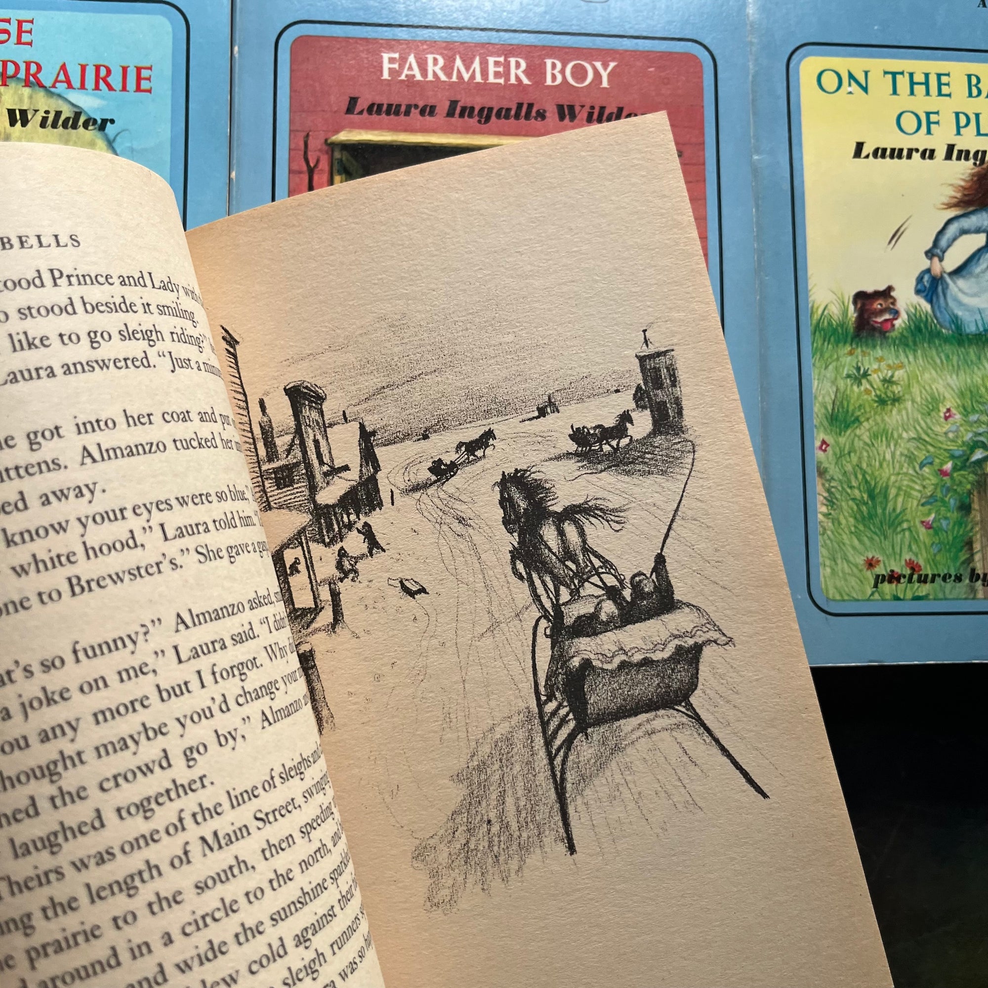 Little House on the Prairie Blue Cover Collection written by Laura Ingalls Wilder with illustrations by Garth Williams - 1970's paperbacks-view of the illustrations