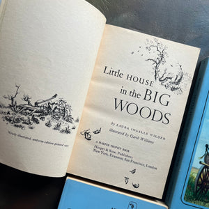 Little House on the Prairie Blue Cover Collection written by Laura Ingalls Wilder with illustrations by Garth Williams - 1970's paperbacks-view of the title page for Little House in the Big Woods