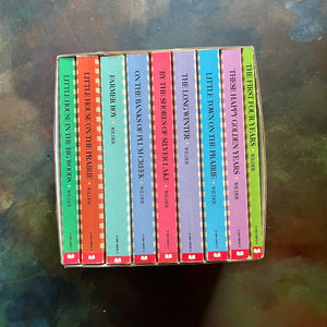 Little House on the Prairie Complete Book Set-Laura Ingalls Wilder-Plaid Covers & Spines-Garth Williams-children's chapter books-view of the spines