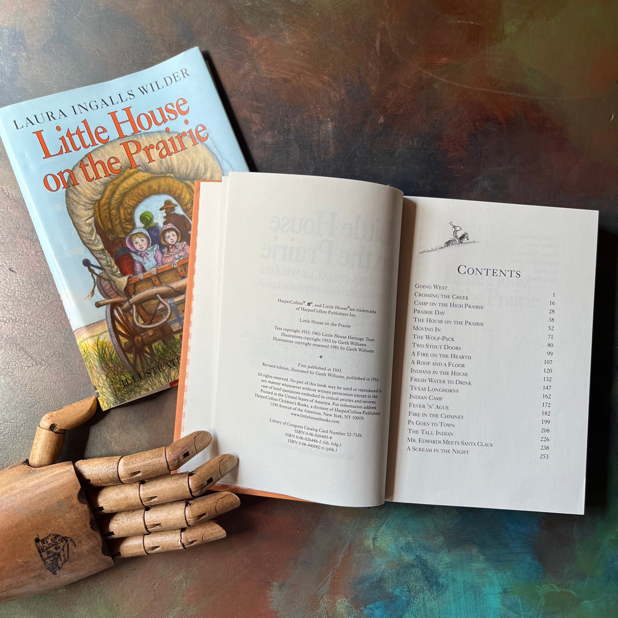 Little House on the Prairie by Laura Ingalls Wilder-Garth Williams-1991 Hardcover Edition-vintage living history book-children's fiction-view of the copyright & contents pages