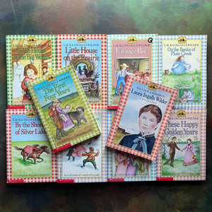 Log Cabin Vintage – vintage children’s book, children’s book, chapter book, scholastic books - Little House on the Prairie Complete Book Set by Laura Ingalls Wilder with Illustrations by Garth Williams – view of the front covers