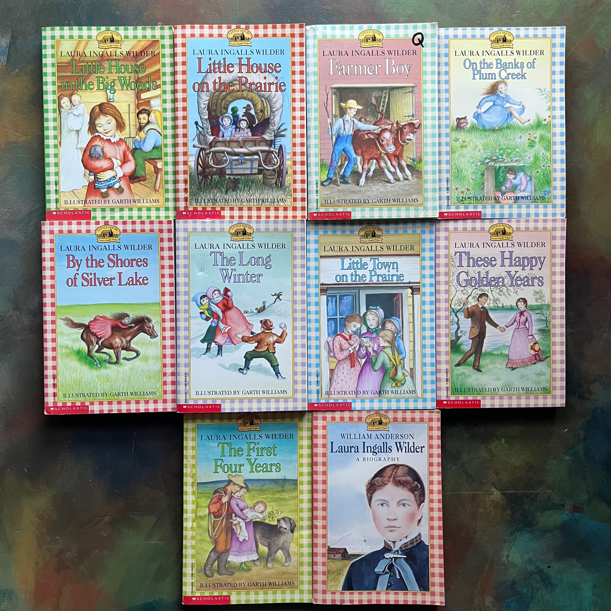 Log Cabin Vintage – vintage children’s book, children’s book, chapter book, scholastic books - Little House on the Prairie Complete Book Set by Laura Ingalls Wilder with Illustrations by Garth Williams – view of the front covers