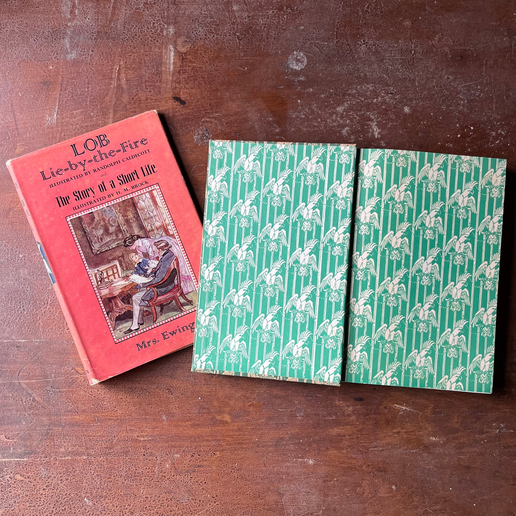Lob Lie by the Fire The Story of a Short Life by Mrs. Ewing-vintage Dent Dutton Children's Classic Edition-vintage children's chapter book-view of the inside cover with the same design as the front & back covers