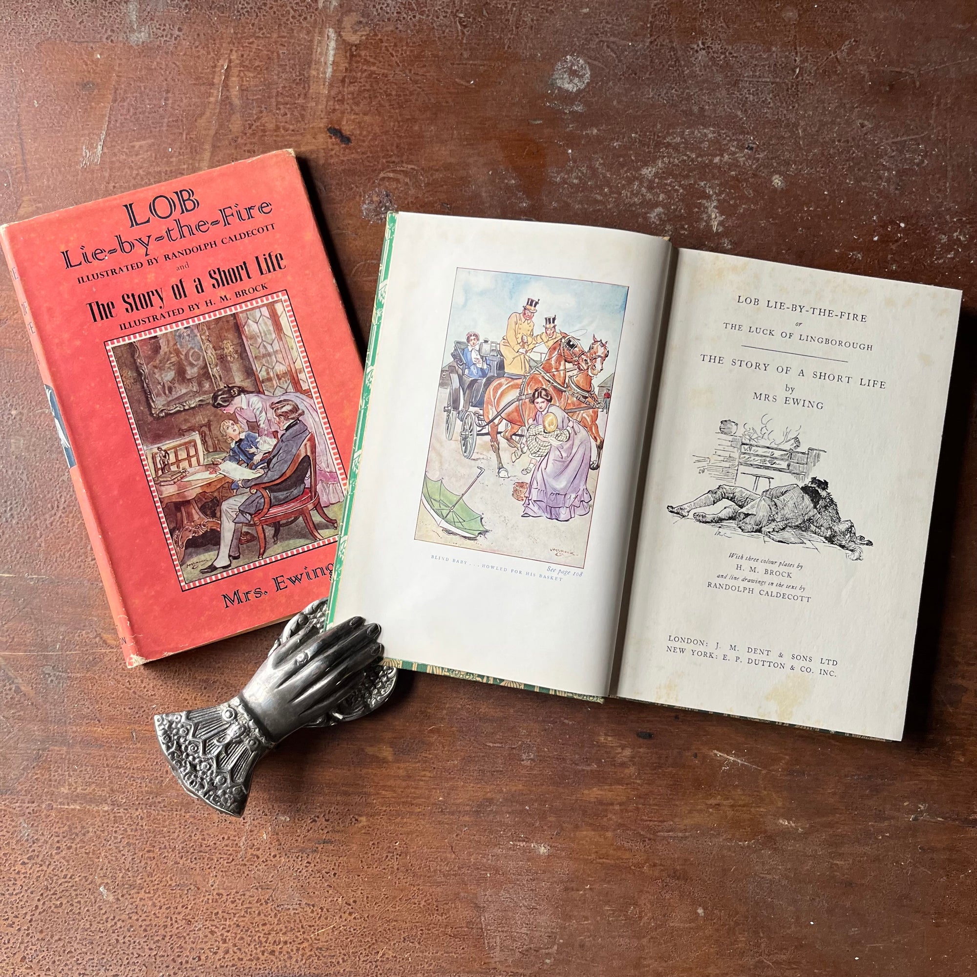 Lob Lie by the Fire The Story of a Short Life by Mrs. Ewing-vintage Dent Dutton Children's Classic Edition-vintage children's chapter book-view of the title page & frontispiece