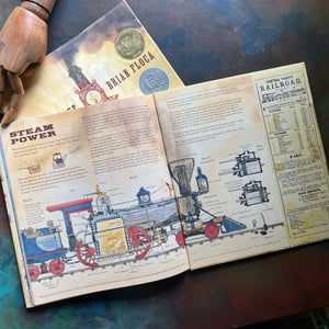 Locomotive Written by Brian Floca-2014 Caldecott Medal Winner-children's picture book-living history book-view of the back, inside cover