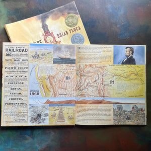 Locomotive Written by Brian Floca-2014 Caldecott Medal Winner-children's picture book-living history book-view of the inside cover - front