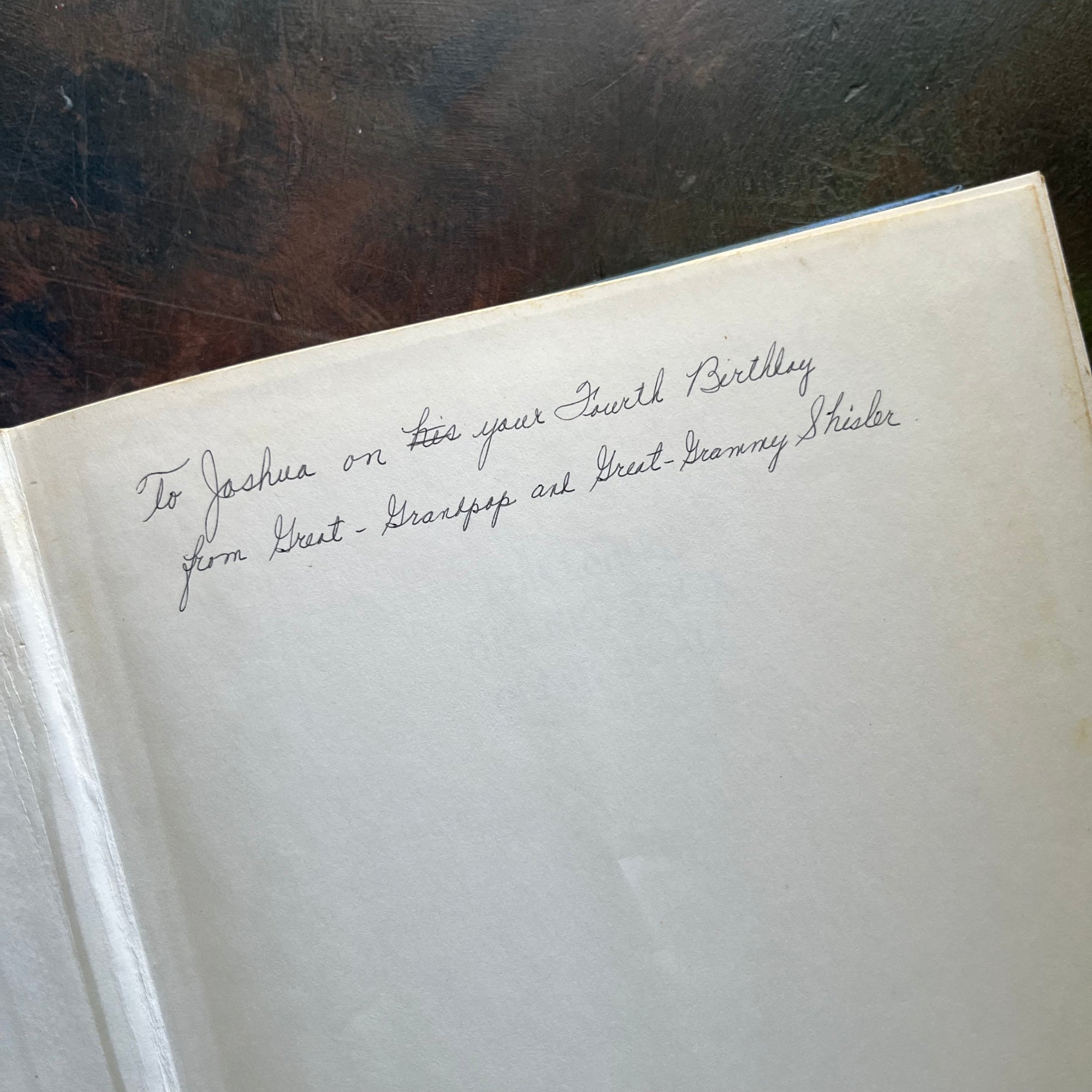 Lois Lenski's Big Book of Mr. Small-Policeman Small-Cowboy Small-The Little Farm-The Little Auto-The Little Sail Boat-The Little Airplane-Six picture book stories written and illustrated by Lois Lenski all in one book-1930's children's vintage picture books-view of the inscription found on the inside cover's endpapers
