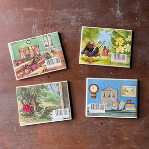 Lot of Four John S. Goodall Books-1999-Naughty Nancy Goes to School-Creepy Castle-Shrebettina's Birthday-The Midnight Adventures of Kelly, Dot, and Esmeralda-view of the dust jacket's back covers