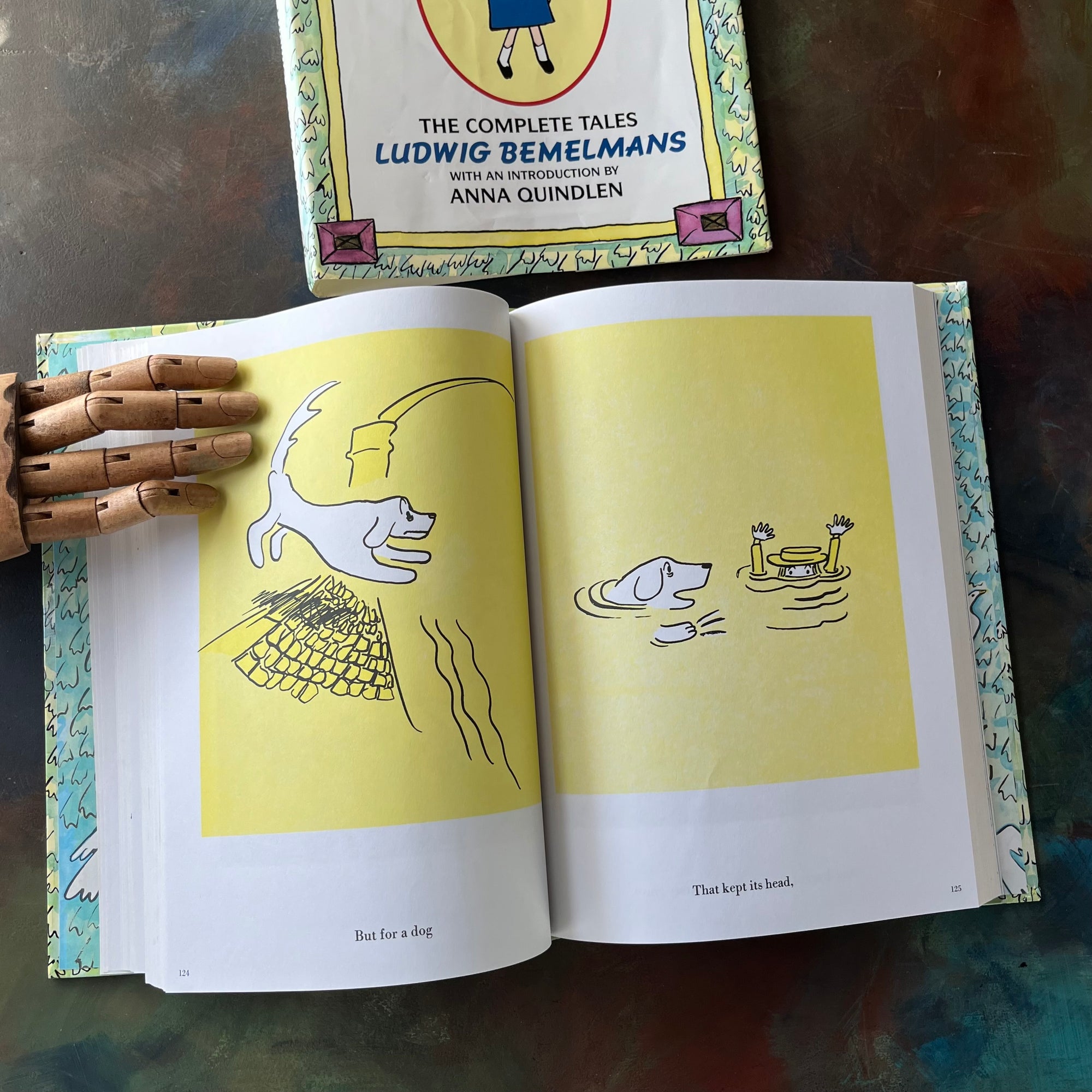 Mad About Madeline written & illustrated by Ludwig Bemelmans-The Complete Tales-with introduction by Anna Quindlen-vintage children's picture books-vintage living books-view of the yellow, black & white illustrations