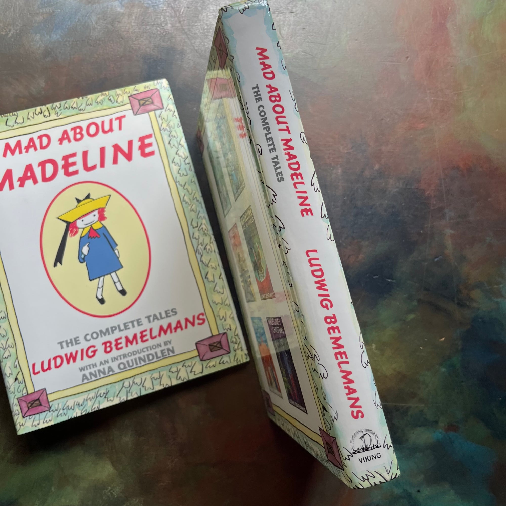Mad About Madeline written & illustrated by Ludwig Bemelmans-The Complete Tales-with introduction by Anna Quindlen-vintage children's picture books-vintage living books-award winning author and book-view of the spine