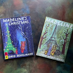 Madeline-Madeline's Christmas-Ludwig Bemelmans-Caldecott Honor winner-vintage children's picture books-view of the front covers