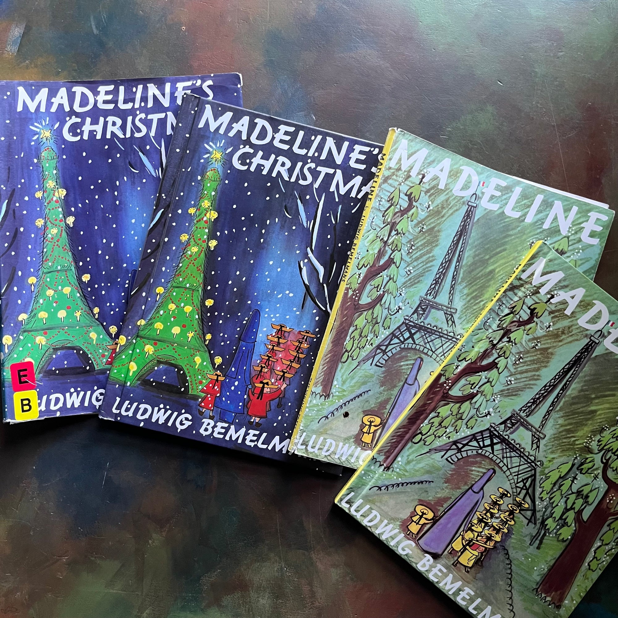 Madeline-Madeline's Christmas-Ludwig Bemelmans-Caldecott Honor winner-vintage children's picture books-view of the front covers