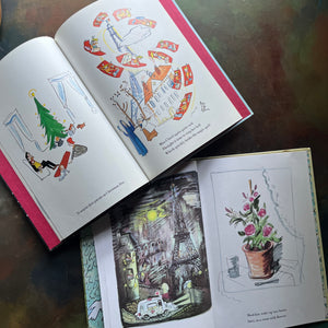 Madeline- and Madeline's Christmas written and illustrated by Ludwig Bemelmans-Caldecott Honor winner-vintage children's picture books-view of the illustrations