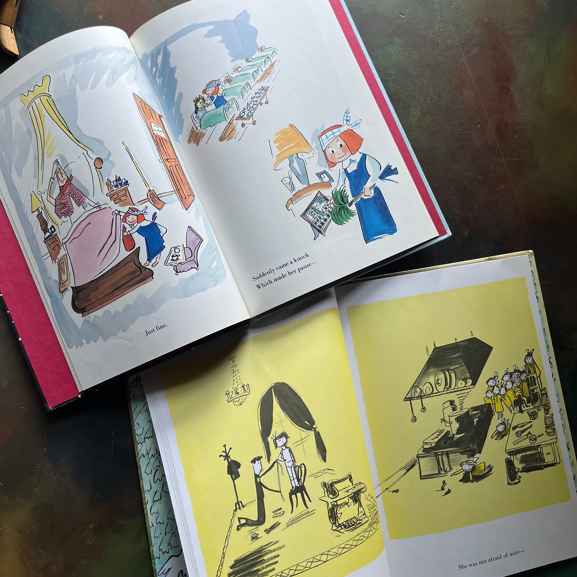 Madeline- and Madeline's Christmas written and illustrated by Ludwig Bemelmans-Caldecott Honor winner-vintage children's picture books-view of the illustrations