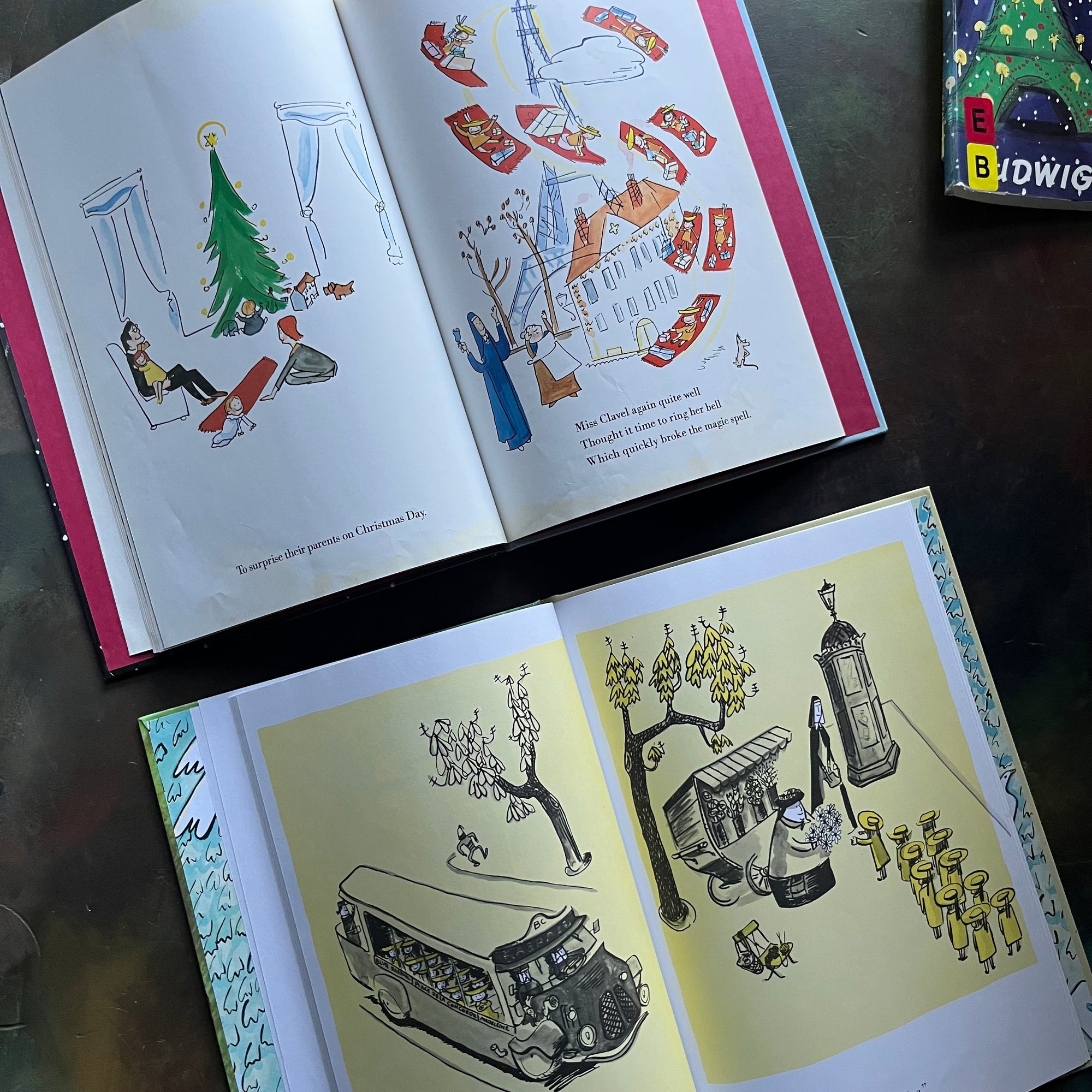 Madeline-Madeline's Christmas-Ludwig Bemelmans-Caldecott Honor winner-vintage children's picture books-view of the illustrations