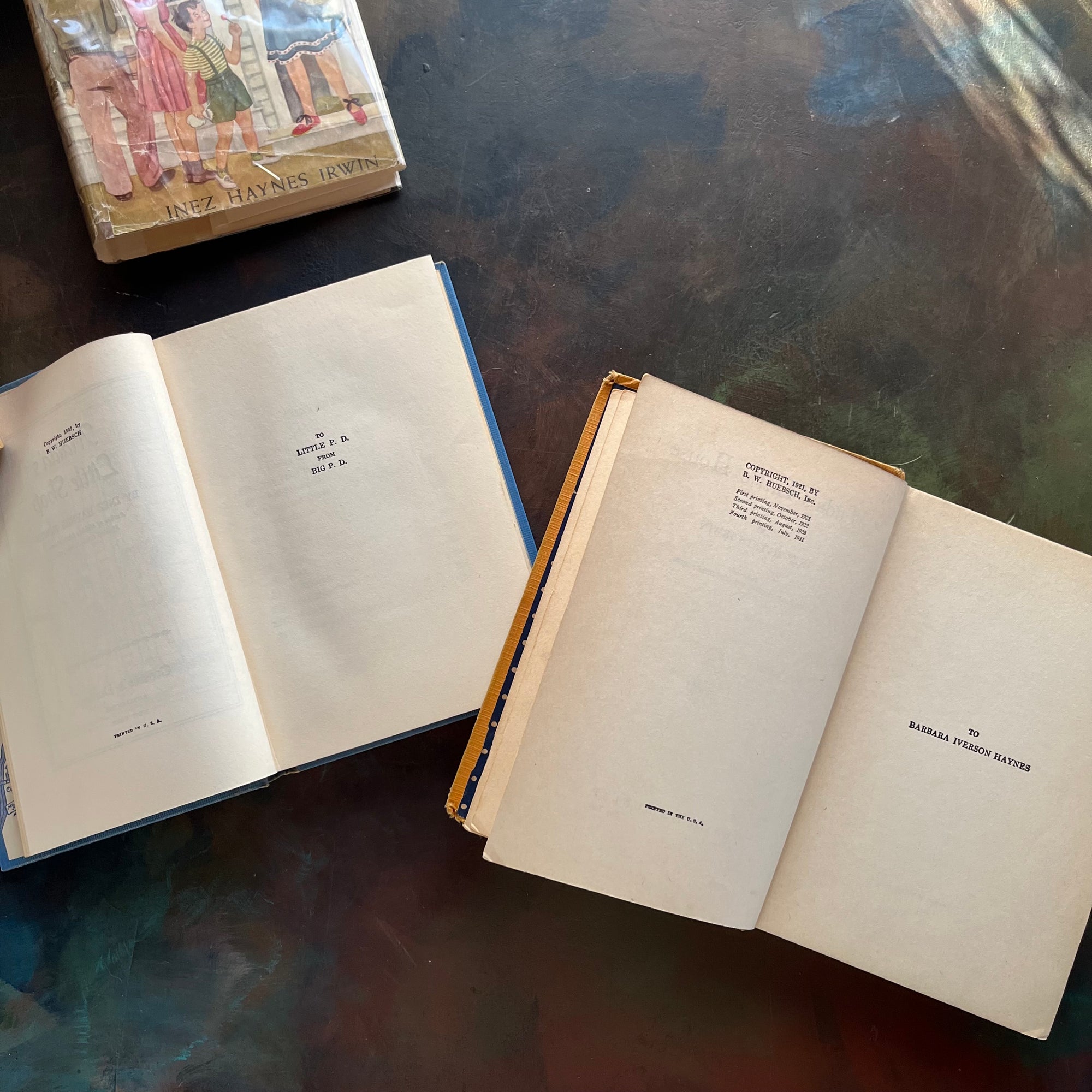 Maida's Little House and Maida's Little Shop written by Inez Haynes Irwin-vintage children's chapter books-charming stories for independent young readers-view of the copyright pages